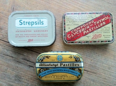 Medicine tins from Boots